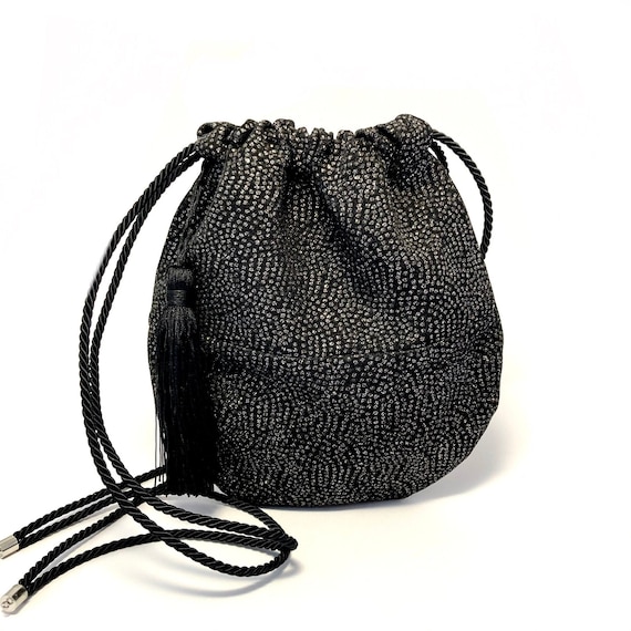 Black velvet bag with glitter unique pouch zero waste | Etsy