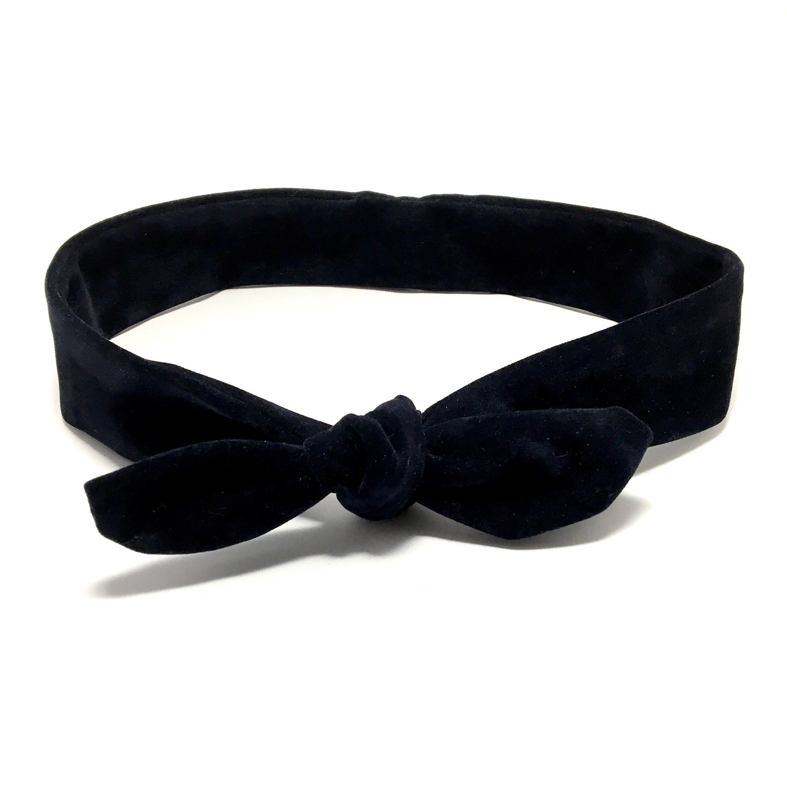 Navy Blue Velvet Headband, Unique Hair Ribbon, Zero Waste Headband