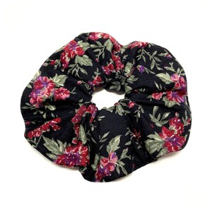 Floral scrunchie, handmade unique hair ties, zero waste recycled scrunchie, cute scrunchie, large xxl scrunchie, elegant scrunchie
