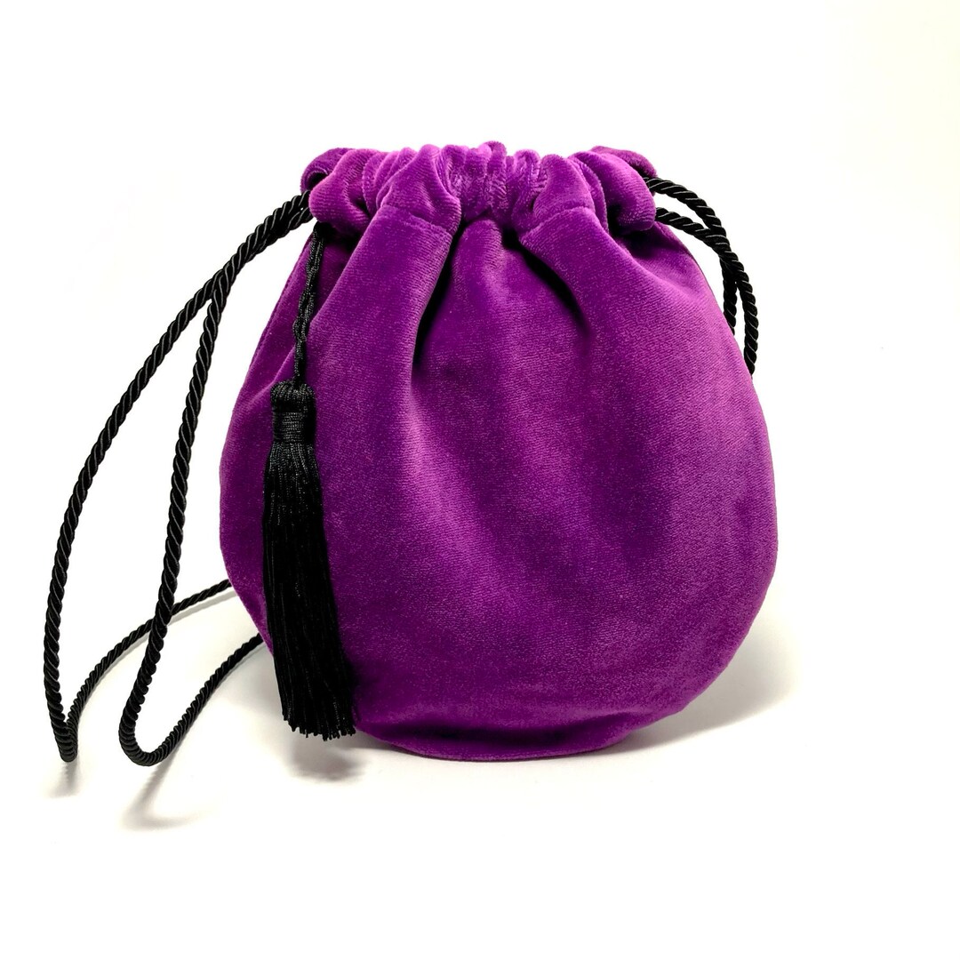 Purple Velvet Bag With Tassel Handmade Unique Bucket Bag - Etsy