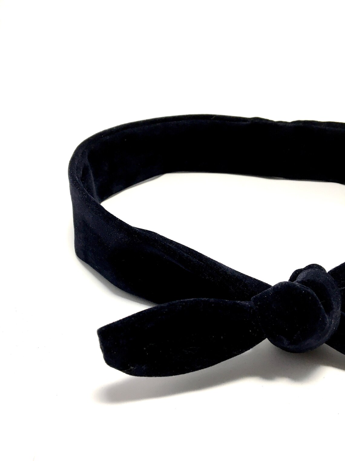 Navy Blue Velvet Headband, Unique Hair Ribbon, Zero Waste Headband