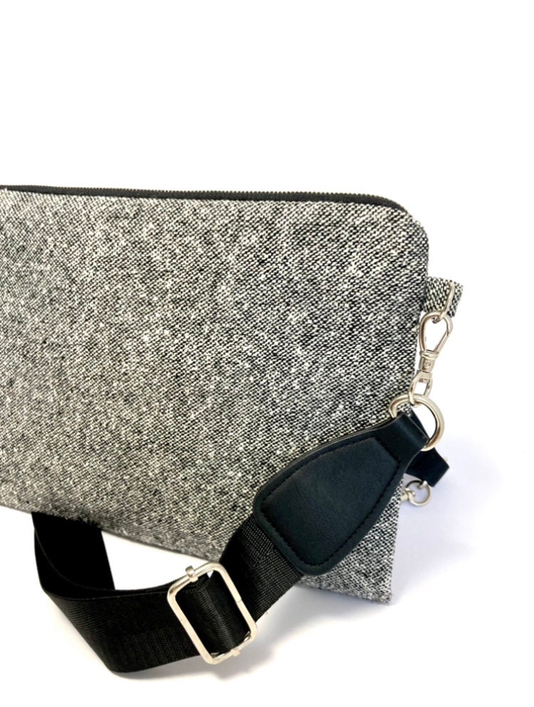 Gray Bag With Tassel Unique Clutch Bag Eco Friendly Upcycled - Etsy