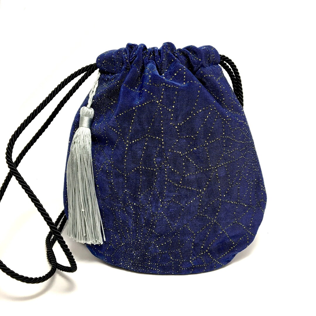 Blue Bag With Tassel Handmade Unique Bucket Bag Eco Friendly - Etsy