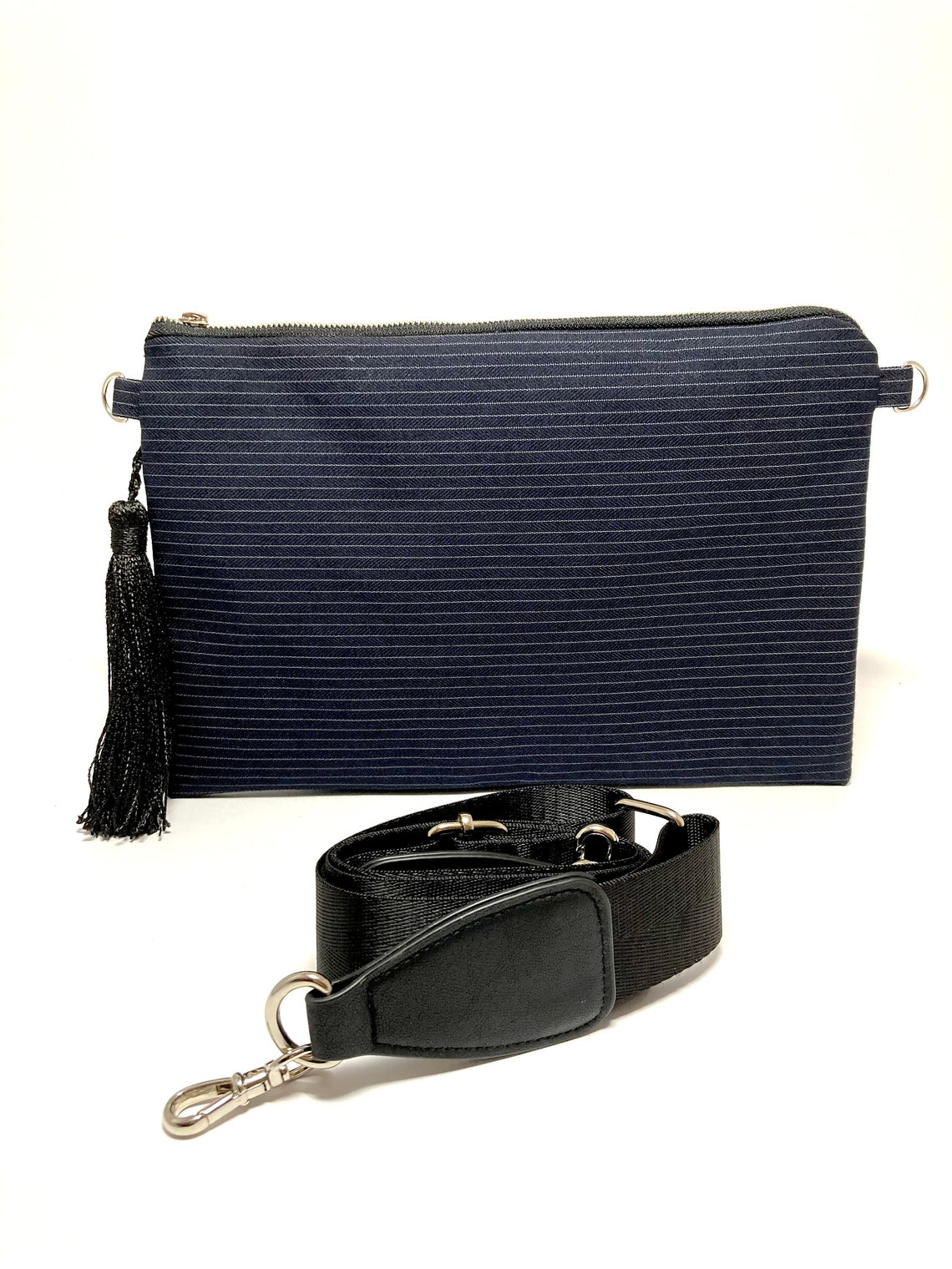 Navy Bag With Tassel Unique Messenger Bag Zero Waste - Etsy