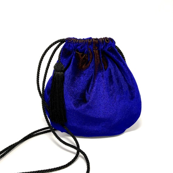 Blue velvet bag with tassel unique purse recycled zero waste | Etsy