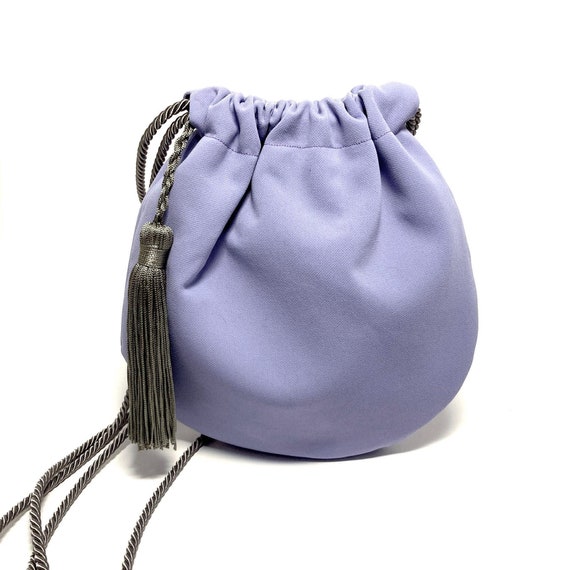 Purple bag with tassel recycled bag boho bag purple bucket | Etsy