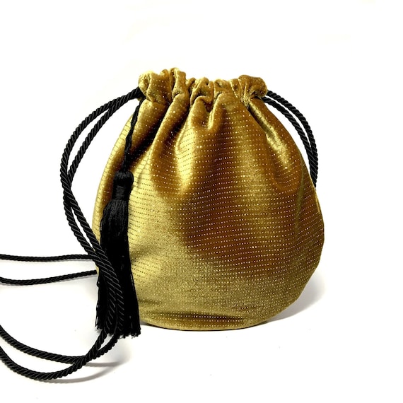 Gold velvet bucket bag unique purse zero waste recycled bag | Etsy