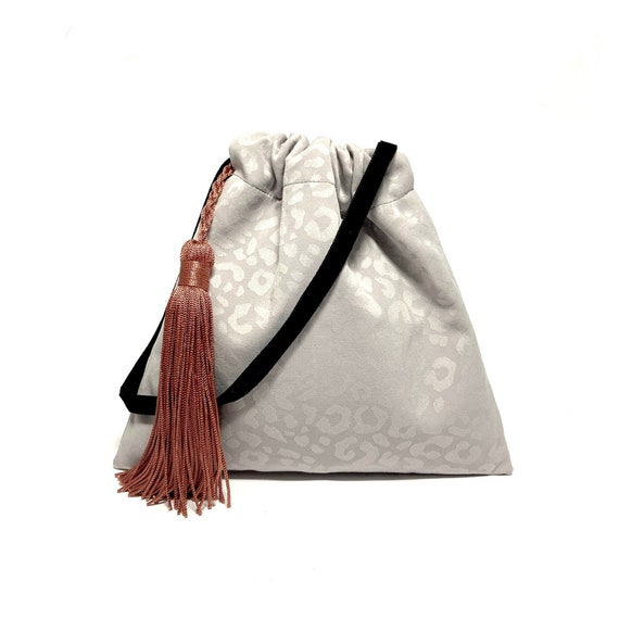 Little Silver Handbag With Tassel Unique Purse Eco Friendly 