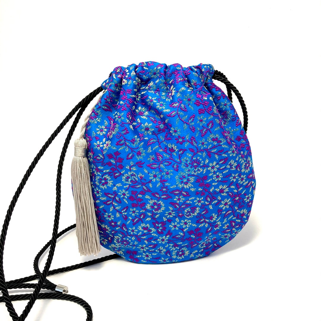 Kimono Blue Bag Recycled Purse Floral Bag Boho Bag With - Etsy