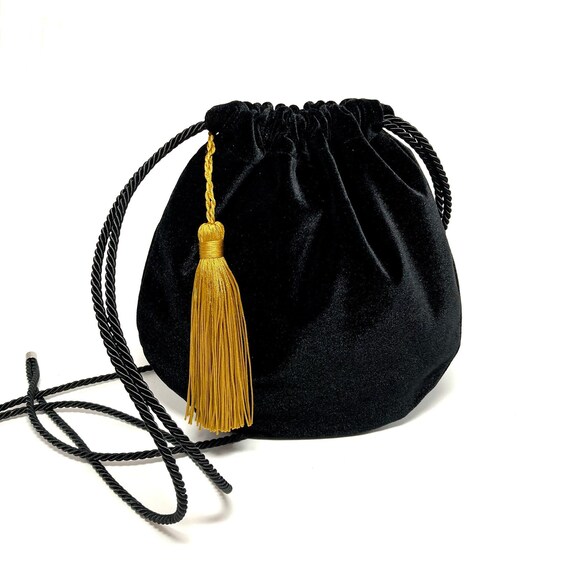 Black velvet bag designer bag black boho bag women purse | Etsy