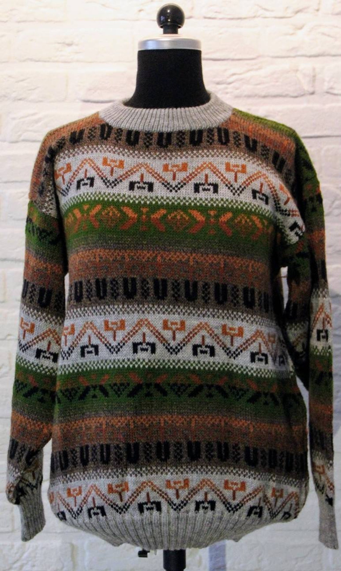Alpaca Crew Neck Sweater Inca Pattern SW078 made in Peru - Etsy