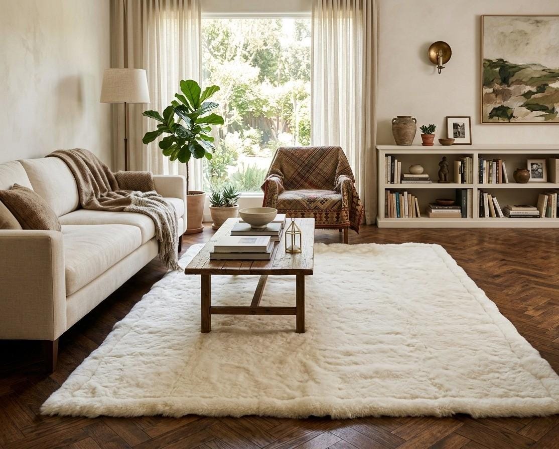 Baby Alpaca Fur Rug White Plain Design. Handmade in Peru. - Etsy