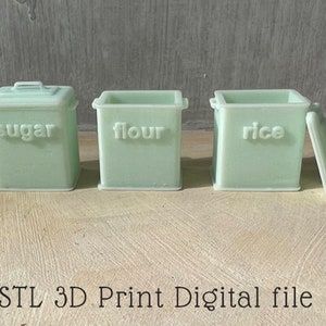 3D Druckdatei Puppenhaus Miniatur Reis, Mehl, Zucker Küchendosen STL digitaler Download
