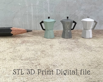3D print file Dollhouse Miniature Coffee Moka Pot STL digital download