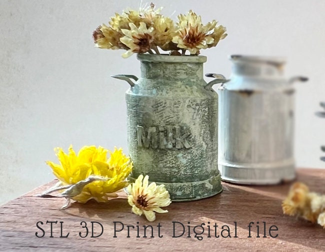 3D Print File Dollhouse Miniature Milk Can With Milk Text STL Digital Download - Etsy
