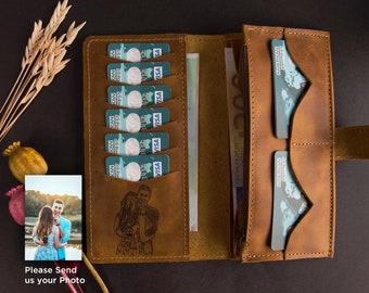 Personalized Women Wallet Leather, Valentines Day Gift Wife from Husband, Custom Zipper Wallet, Cute Birthday Gift Girlfriend Mom Sister