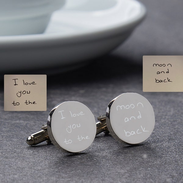 Handwriting Cuff Links Personalized, Sentimental Gift for Him, Unique Anniversary Gift Husband, Christmas Gift for Men Dad, Custom Mens Gift