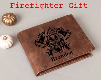 Personalized Firefighter Wallet Valentines Day Gift, US Fire Departman Gift, Retirement Gift, Dad&Husband Gift, Leather Wallet Birthday Gift