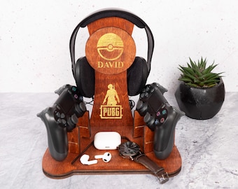 Personalized Wood Controller Stand Room Decor for Gamers, Custom Gamer Controller Stand Gift, Gamer Dad Gifts, Gamer Boyfriend Stand Gift