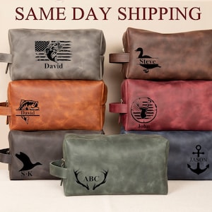 Personalized Duck Hunter Bag, Leather DoppKit Deer Hunter Husband Gift, Fishing Hunting Gift Fisherman, Groomsman Gift, Fathers Day Dad Gift