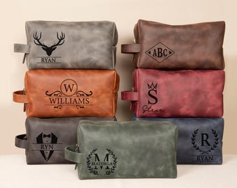 Leather Hanging Mens Toiletry Bag, Boys Toiletry Bag, Groomsman Toiletry Bag, Mens Wash Bag, Gift for Bestman, Hanging Travel Large Bag Mens