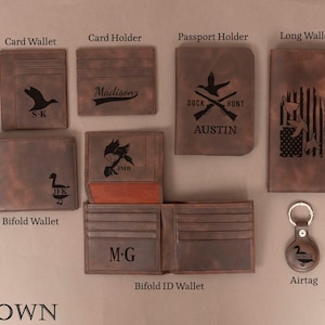 Regalo de cuero personalizado para cazadores de patos, billeteras de pato para papá, regalo de caza de patos para hombres, billetera para abuelo, regalo único de Navidad, regalo de cumpleaños