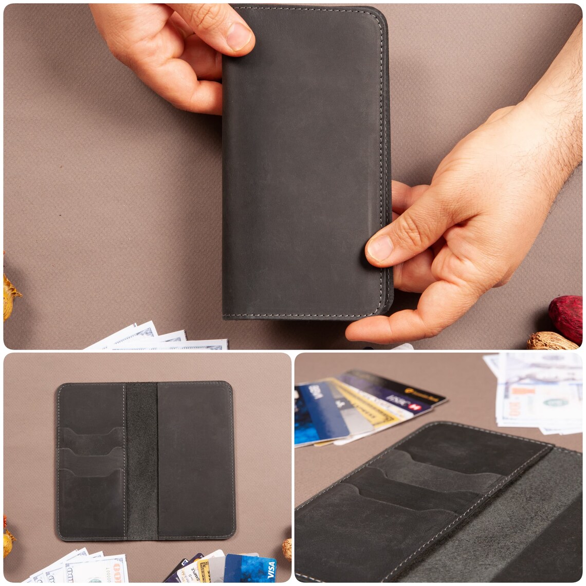 Checkbook Wallet Leather for Men Gift for Dad Checkbook Etsy