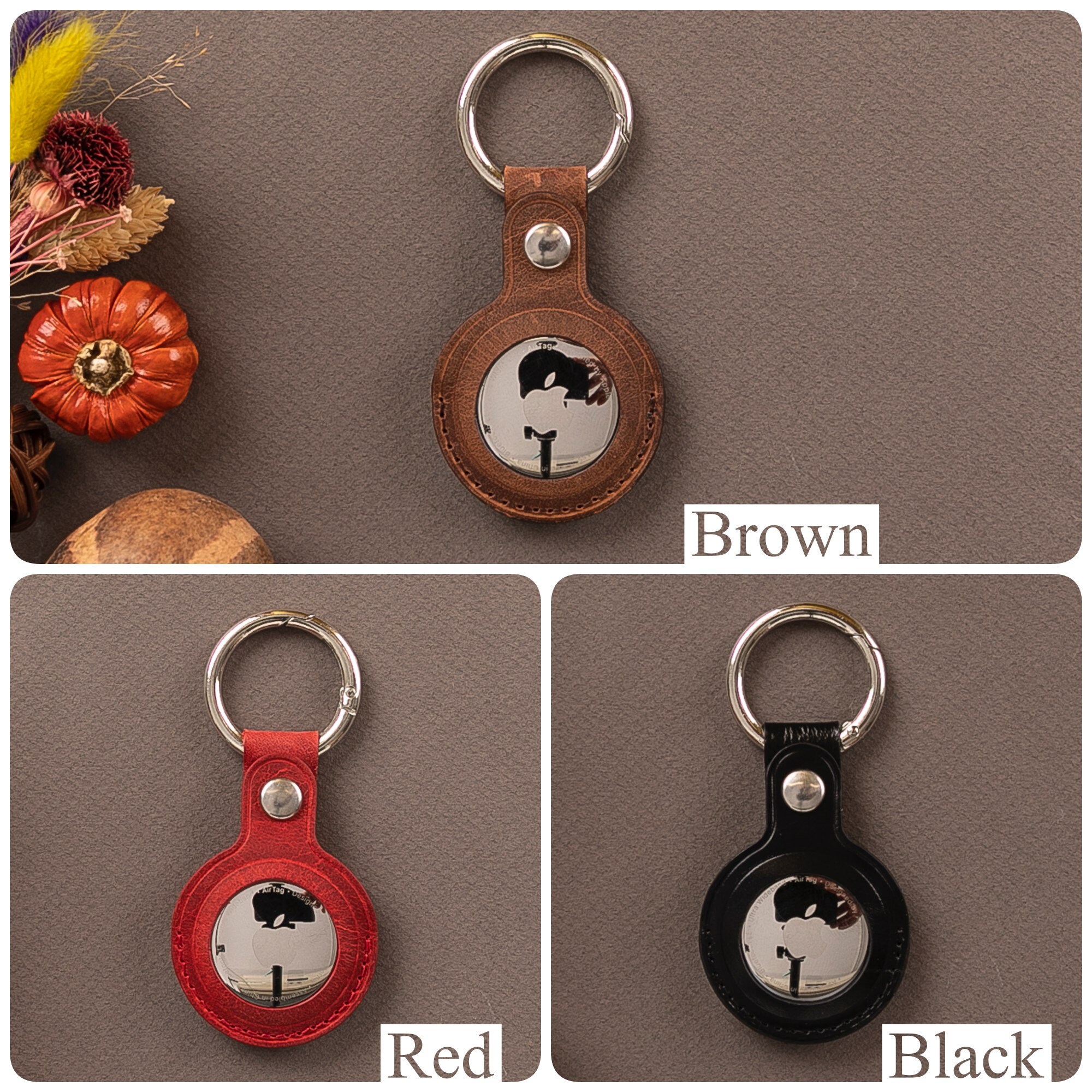 Leather AirTag Holder AirTag Keychain AirTag Key Ring Case Etsy