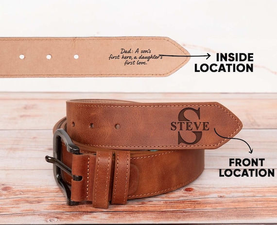 Personalized Leather Belt for Men, Birthday Gift for Dad  display picture 1