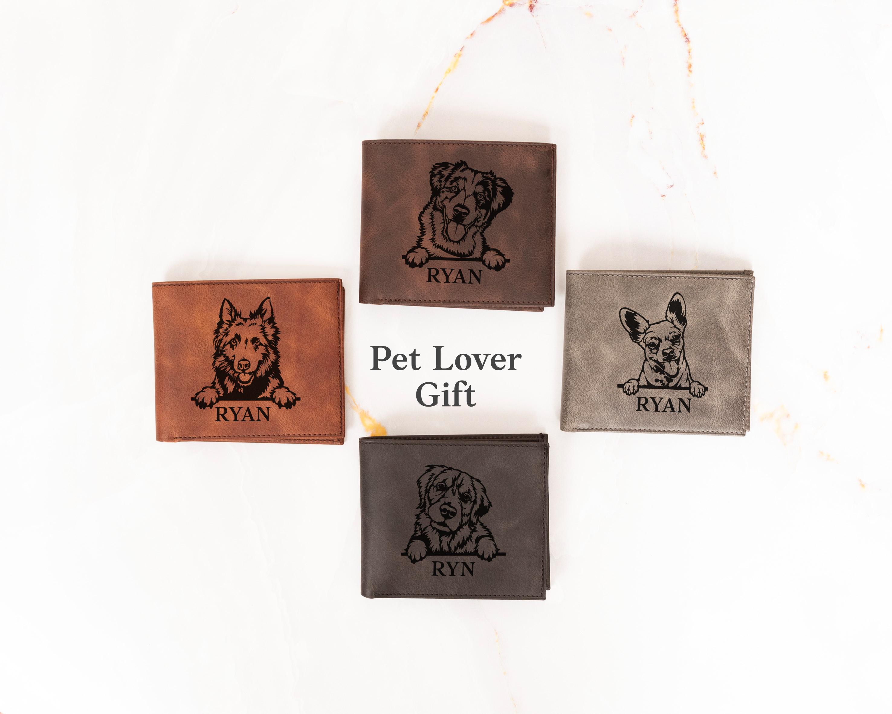 Custom Pet Owner Wallet Gifts, Engraved Pet Face&Name Wallet, Special Leather Wallet Birthday Gift for Dog Owner Dad Boyfriend, Gift for Him
