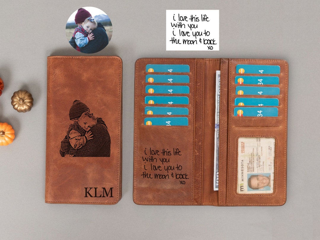Personalized Leather Long Wallet for Him, Christmas Gift From Wife, Leather Wallet Men, Engraved ...