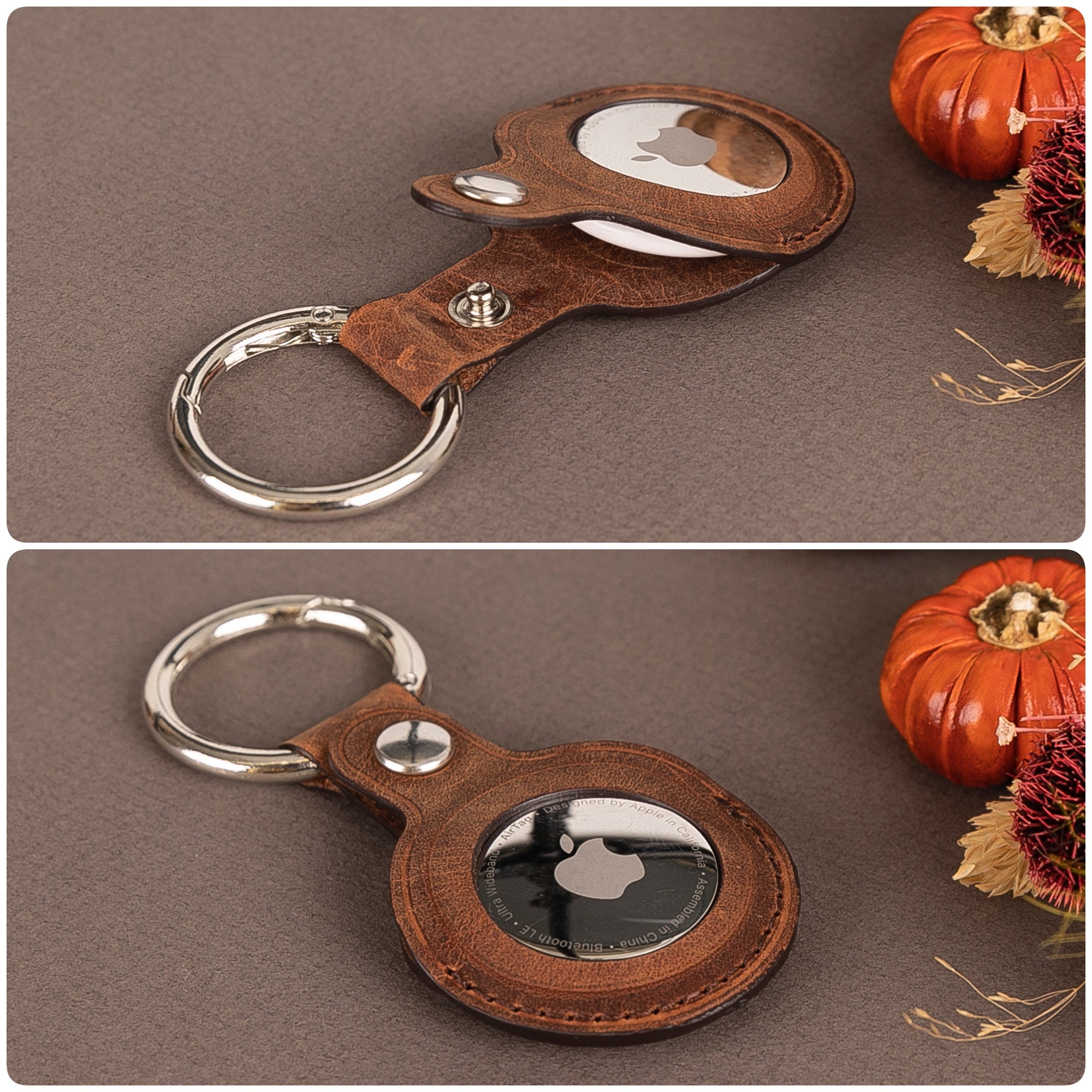 Leather AirTag Holder AirTag Keychain AirTag Key Ring Case Etsy