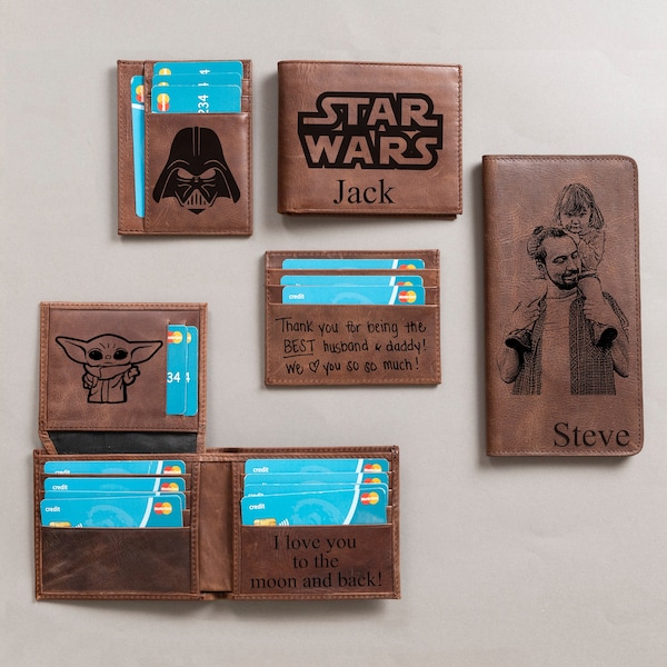 Personalized S Wars Wallet Gift for Mens, Christmas Gift for Him, Leather Wallet Gift for S Wars Fans, Best Birthday Gift, Anniversary Gift