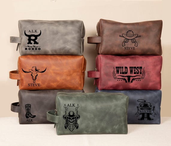 Personalized Rodeo Bag Western Cowboy Leather Bag Cowboy Lovers Christmas Gift Custom Toiletry Bag for Husband Rodeo Cowboy Gift for Men Etsy