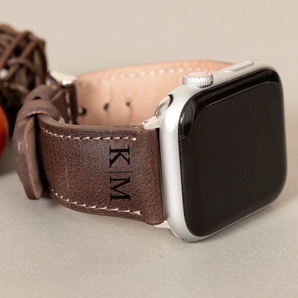 Leather Apple Watch Band Men, Cool Gift for Dad, Husband Anniversary Gift, Boyfriend Birthday Gift, Fathers Day Gift Dad, Wedding Gift men