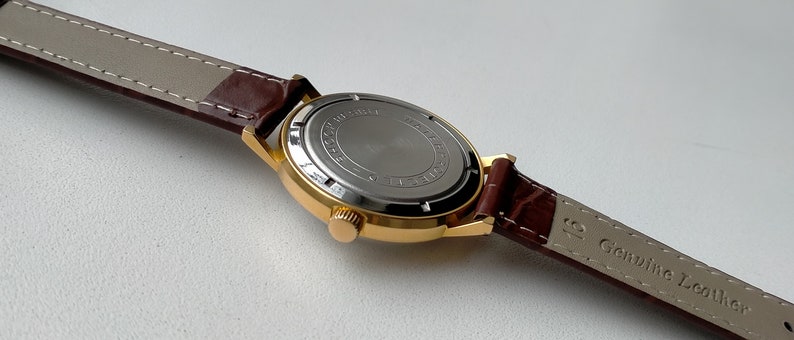 Poljot 2409. Ultra Rare Model 123145. Gold Plated AU20. Original Vintage Soviet Mechanical Classic Luxury Watch. 1960s image 9