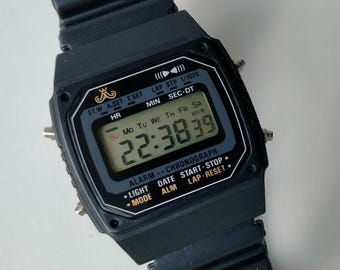Meister Anker Alarm Chronograph. Oryginalny zegarek cyfrowy vintage z alarmem. Lata 80. i 90. XX wieku.