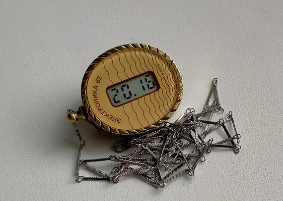 NOS Elektronika 62. Watch Pendant. Original Chain. Original Vintage Soviet Women's Digital Watch. 1980s