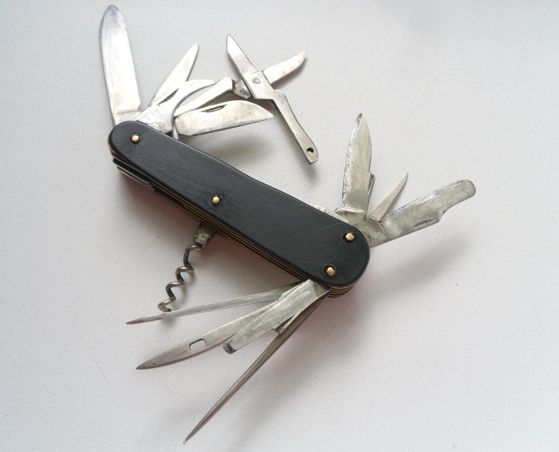 MultiTool Folding Knife. Original Vintage First Soviet Etsy
