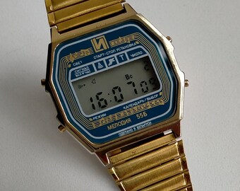 Elektronika Integral 55B Chrono Melody Alarm. Original Vintage Digital Watch with Melodies. Early 1990s