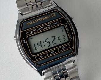 Elektronika 53 Classic Model. Original Vintage Soviet Digital Watch. 1980s