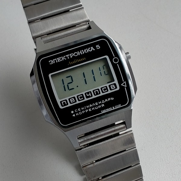 NOS Elektronika 5 29360 (206B) Lithium. Classic Design. Original Vintage Soviet Digital Watch. 1980s