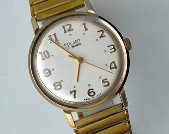 Poljot 2609 Model 813236, pozłacany AU10. Oryginalny radziecki mechaniczny, klasyczny, luksusowy zegarek. Lata 70.