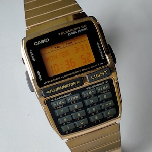 Casio DBC-300 Calculator. Gold Series. Module 1253. Telememo 30. Data Bank. Vintage Original Japan Multifunctional Watch. 1990s