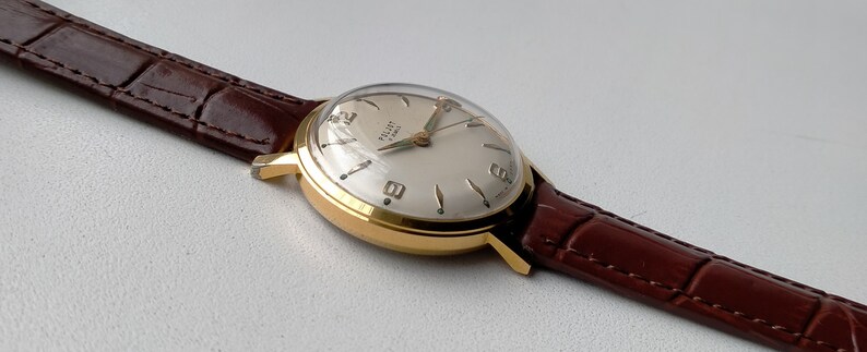 Poljot 2409. Ultra Rare Model 123145. Gold Plated AU20. Original Vintage Soviet Mechanical Classic Luxury Watch. 1960s image 5