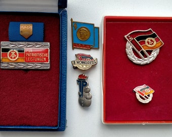 GDR Badges German-Soviet Friendship in Silver and Honor of National Front. 1950s - 1960s