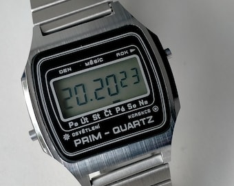 Near Mint PRIM Quartz (Elektronika 5 30353 206). Vintage Original Czechoslovakian Rare Digital Watch. 1980s