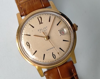 Poljot 2414. Model 243060. Gold Plated AU20. Vintage Fully Original Soviet Mechanical Classic Watch. 1960s