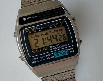 Stern M D3 Chrono Alarm. Vintage Original Früh Digital Uhr. 1980er Jahre