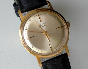 Poljot 2209 Gold Plated AU20. Rare Design. Original Vintage Soviet Luxury Mechanical Watch. 1960s